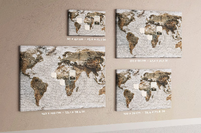 Mapa del mundo de corcho en tonos marrones