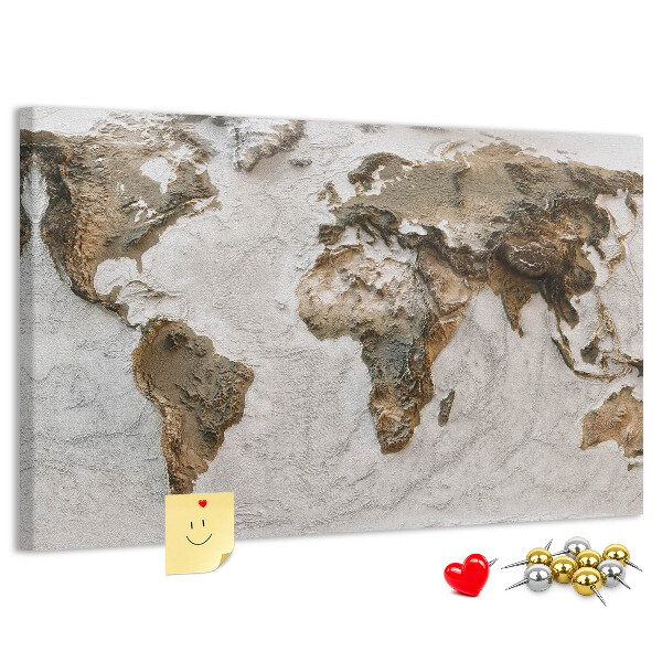Mapa del mundo de corcho en tonos marrones