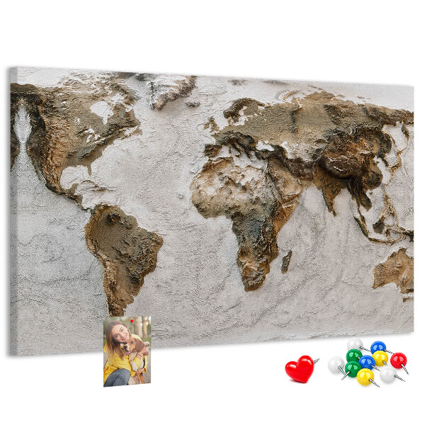 Mapa del mundo de corcho en tonos marrones