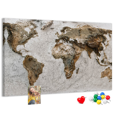 Mapa del mundo de corcho en tonos marrones