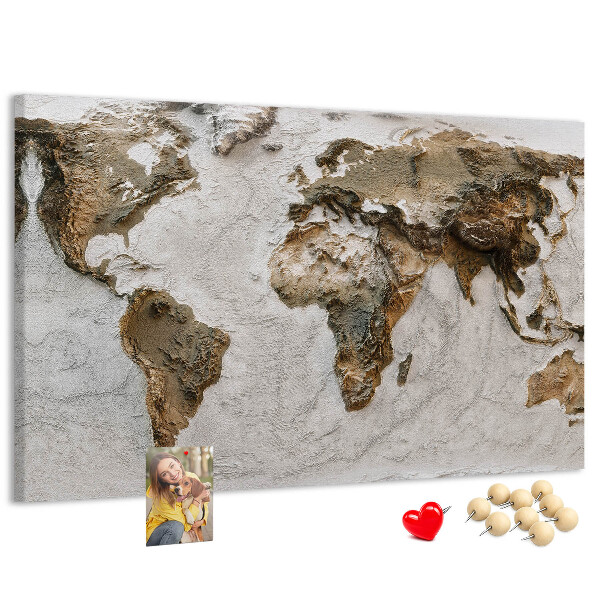 Mapa del mundo de corcho en tonos marrones