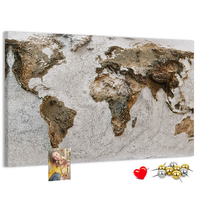 Mapa del mundo de corcho en tonos marrones