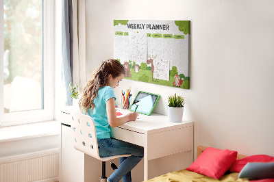 Tablero de anuncios planificador semanal infantil con diseño de animales del bosque
