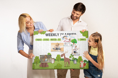 Tablero de anuncios planificador semanal infantil con diseño de animales del bosque