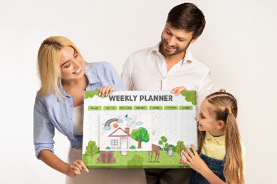 Tablero de anuncios planificador semanal infantil con diseño de animales del bosque