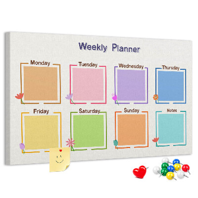 Pizarra de corcho Calendario semanal con detalles florales