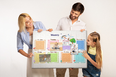 Pizarra de corcho calendario semanal con detalles florales