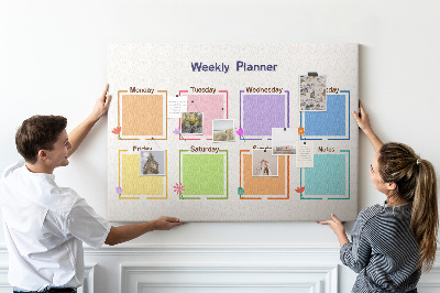 Pizarra de corcho calendario semanal con detalles florales
