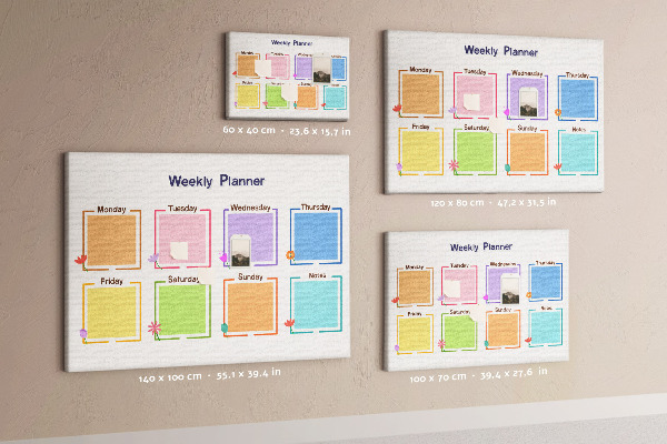 Pizarra de corcho calendario semanal con detalles florales