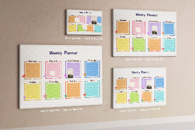 Pizarra de corcho calendario semanal con detalles florales