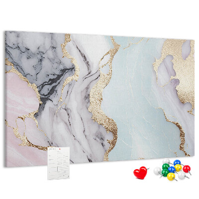 Tablero de corcho decorado con elegante diseño de mármol y detalles dorados