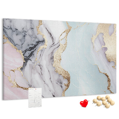Tablero de corcho decorado con elegante diseño de mármol y detalles dorados