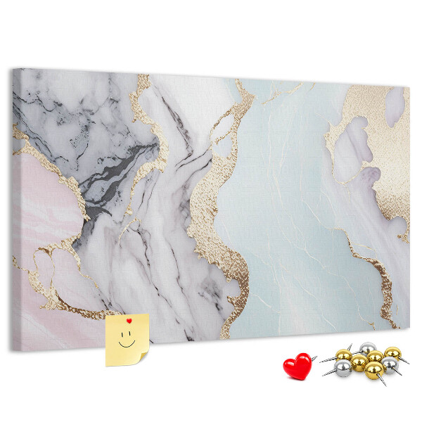 Tablero de corcho decorado con elegante diseño de mármol y detalles dorados