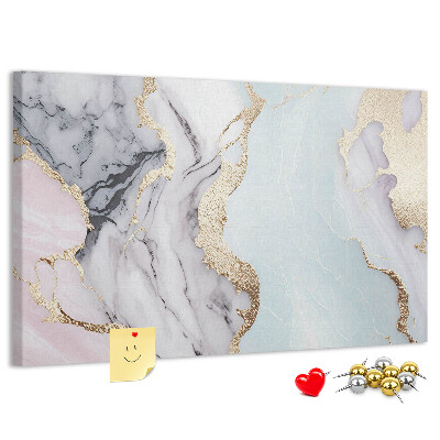 Tablero de corcho decorado con elegante diseño de mármol y detalles dorados