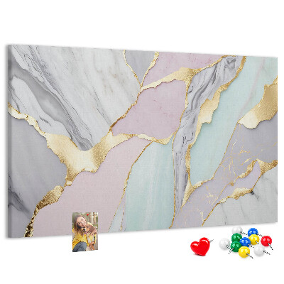 Tablero de anuncios de mármol elegante con detalles dorados