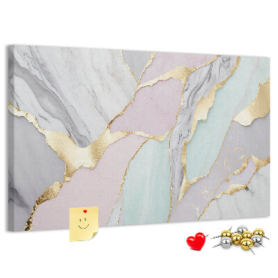 Tablero de anuncios de mármol elegante con detalles dorados