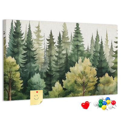 Pizarra de corcho Paisaje forestal con árboles verdes