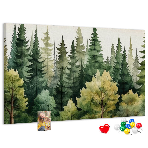 Pizarra de corcho Paisaje forestal con árboles verdes