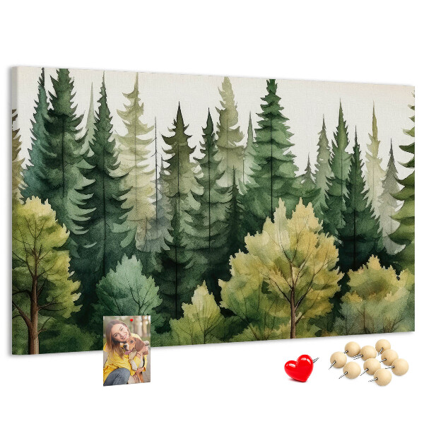 Pizarra de corcho Paisaje forestal con árboles verdes