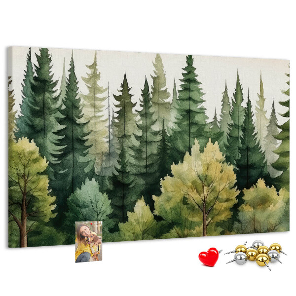 Pizarra de corcho Paisaje forestal con árboles verdes