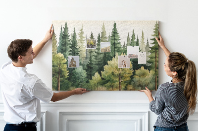 Pizarra de corcho Paisaje forestal con árboles verdes