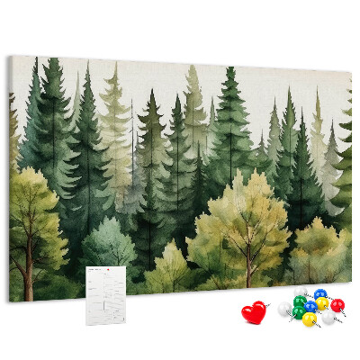 Pizarra de corcho Paisaje forestal con árboles verdes