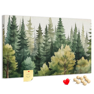 Pizarra de corcho Paisaje forestal con árboles verdes
