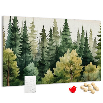 Pizarra de corcho Paisaje forestal con árboles verdes
