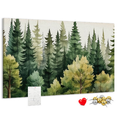 Pizarra de corcho Paisaje forestal con árboles verdes