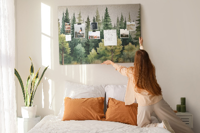 Pizarra de corcho Paisaje forestal con árboles verdes