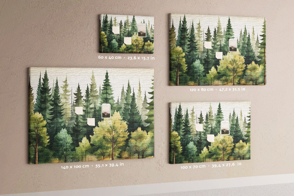 Pizarra de corcho Paisaje forestal con árboles verdes