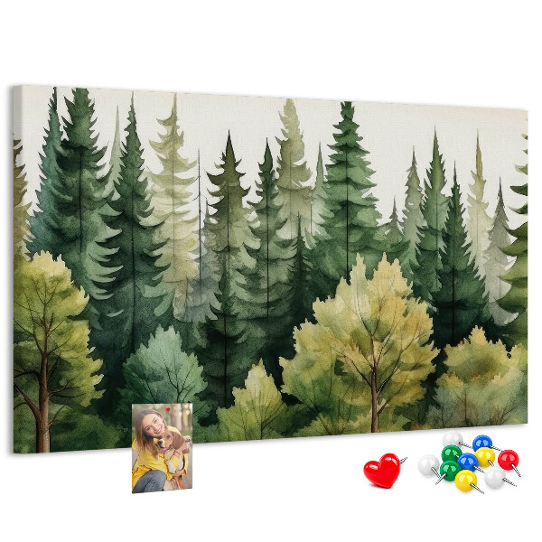 Pizarra de corcho Paisaje forestal con árboles verdes