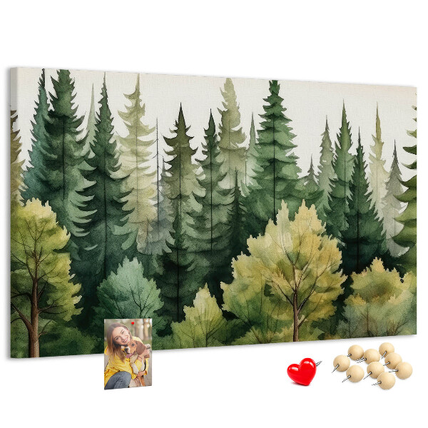 Pizarra de corcho Paisaje forestal con árboles verdes