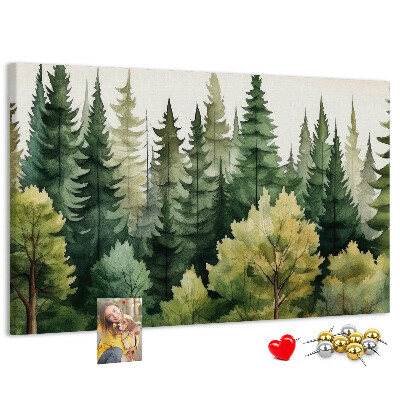 Pizarra de corcho Paisaje forestal con árboles verdes