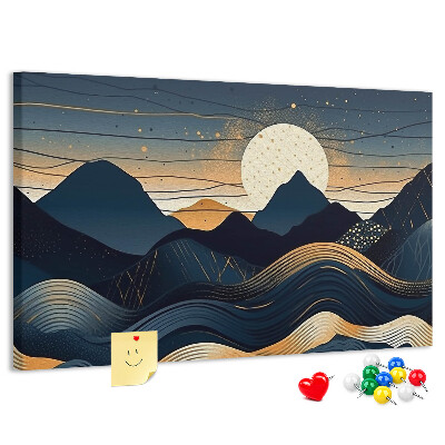Tablero de anuncios Paisaje montañoso a la luz de la noche.