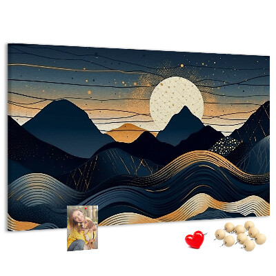 Tablero de anuncios con diseño de paisaje montañoso nocturno
