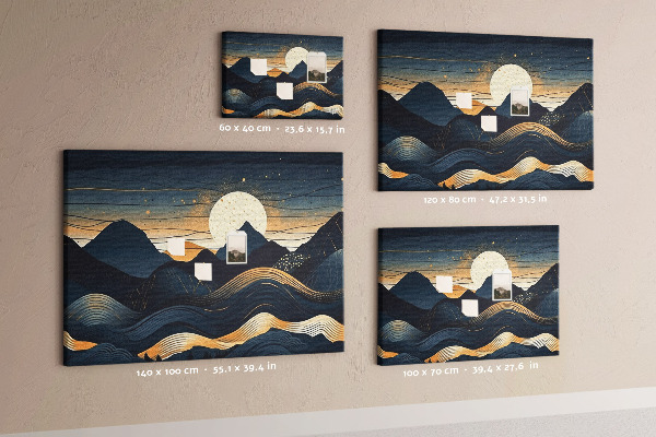 Tablero de anuncios con diseño de paisaje montañoso nocturno