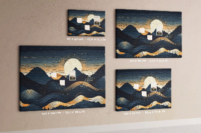 Tablero de anuncios con diseño de paisaje montañoso nocturno