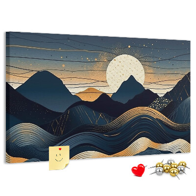 Tablero de anuncios con diseño de paisaje montañoso nocturno