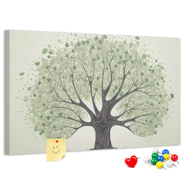 Tablero de corcho decorado Patrón de árbol con hojas verdes