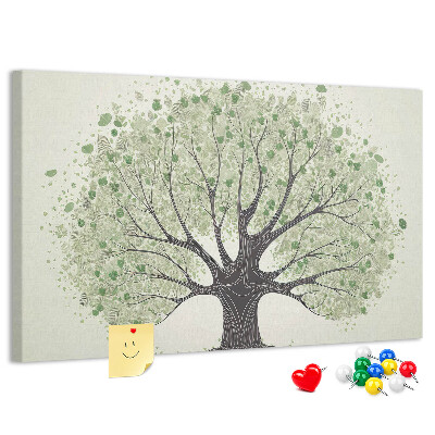 Tablero de corcho decorado Patrón de árbol con hojas verdes