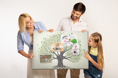 Tablero de corcho decorado Patrón de árbol con hojas verdes