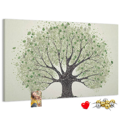 Tablero de corcho decorado Patrón de árbol con hojas verdes