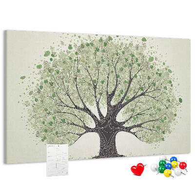 Tablero de corcho decorado Patrón de árbol con hojas verdes