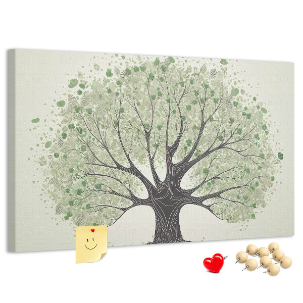 Tablero de corcho decorado Patrón de árbol con hojas verdes