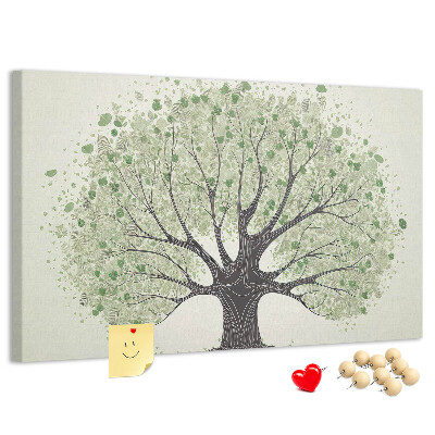 Tablero de corcho decorado Patrón de árbol con hojas verdes