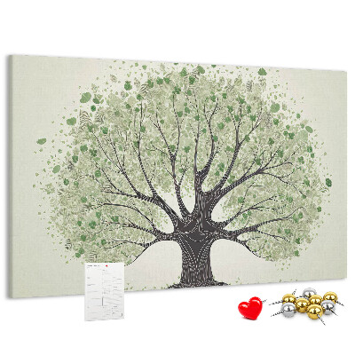 Tablero de corcho decorado Patrón de árbol con hojas verdes