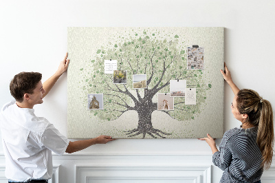 Tablero de corcho decorado Patrón de árbol con hojas verdes