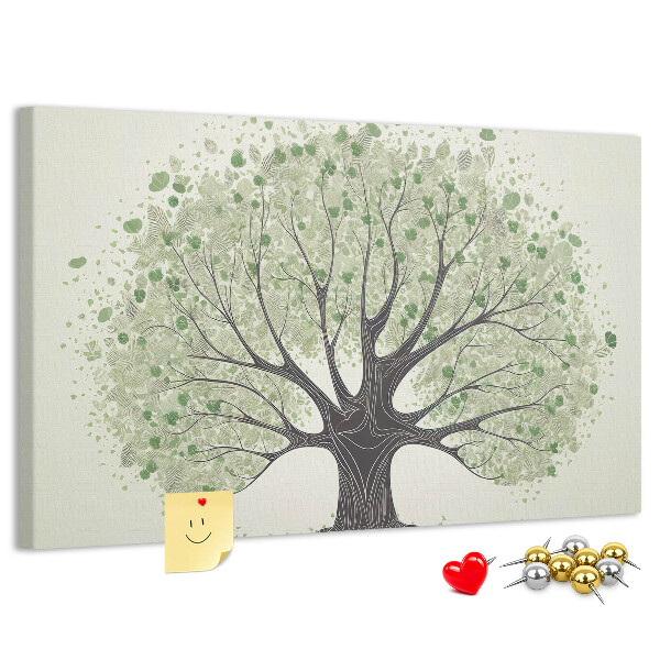 Tablero de corcho decorado Patrón de árbol con hojas verdes