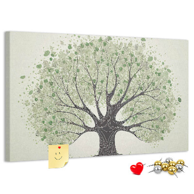 Tablero de corcho decorado Patrón de árbol con hojas verdes